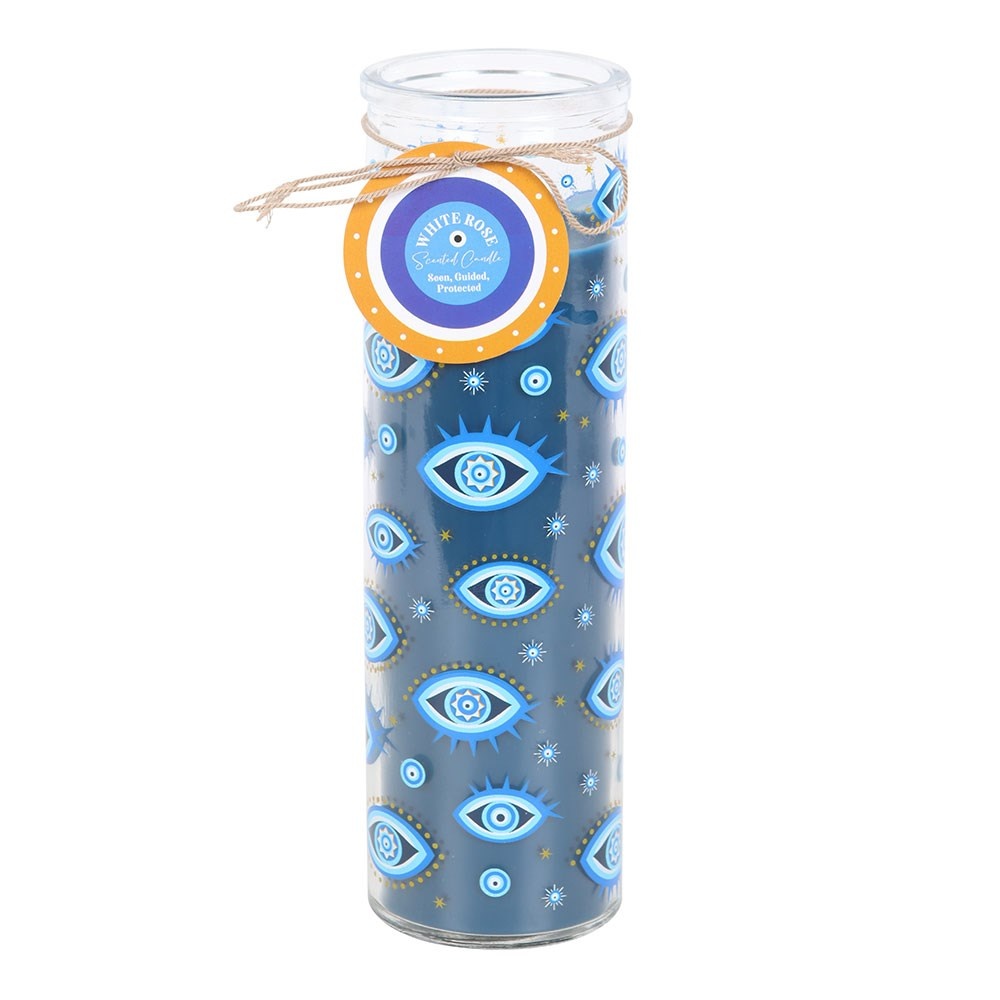 Something Different - All Seeing Eye Print White Rose Tube Geurkaars - Multicolours